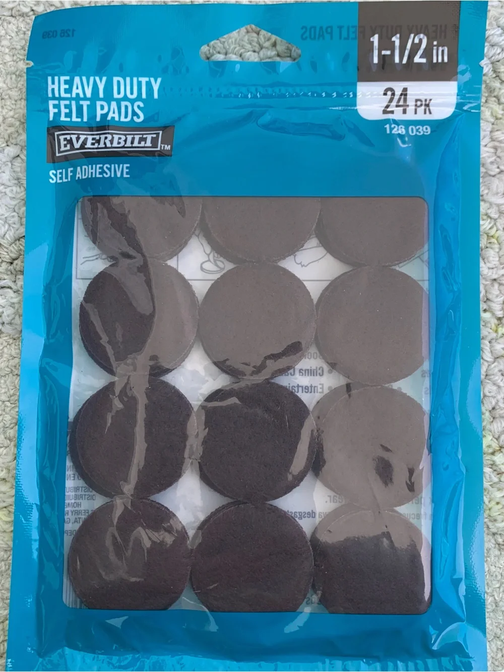 24-pack of Everbilt 1-1/2 in. Brown Round Heavy Duty Self-Adhesive Felt Pads